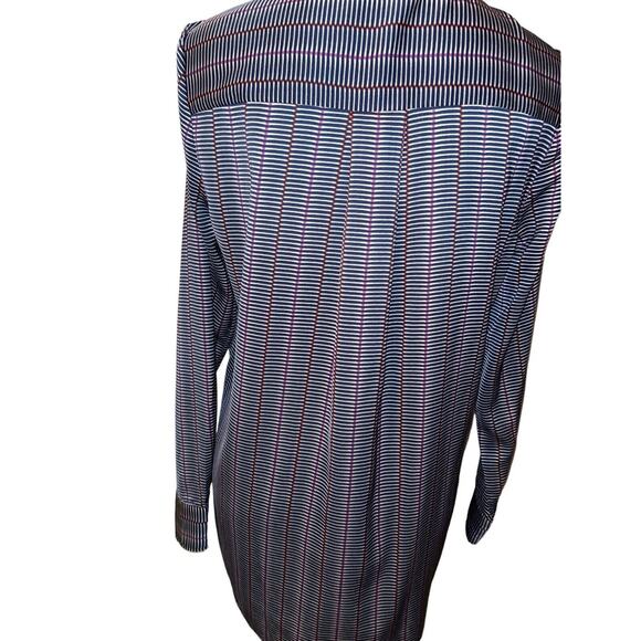 Anthropologie Lilla‎ P Striped Blouse Size Medium Navy Blue Geometric - Picture 5 of 9